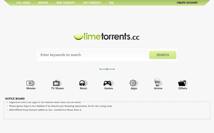 Screenshot of limetorrents.cc