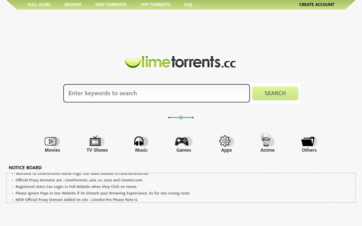 Snimka zaslona za limetorrents.fun