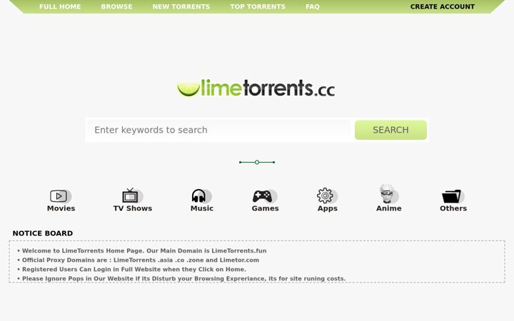 Screenshot von limetorrents.info