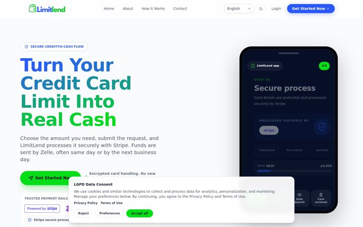 Screenshot of limitlend.com