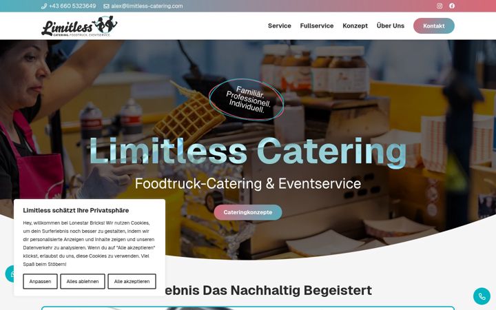 Screenshot of limitless-catering.com