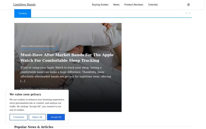 Screenshot of limitlessbands.com
