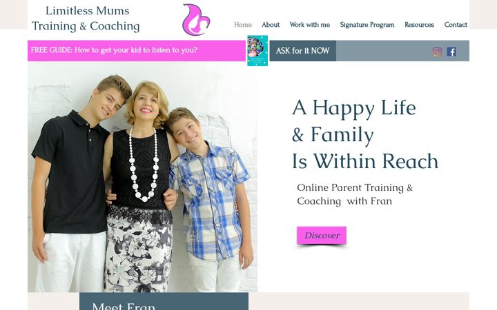 Screenshot of limitlessmums.com
