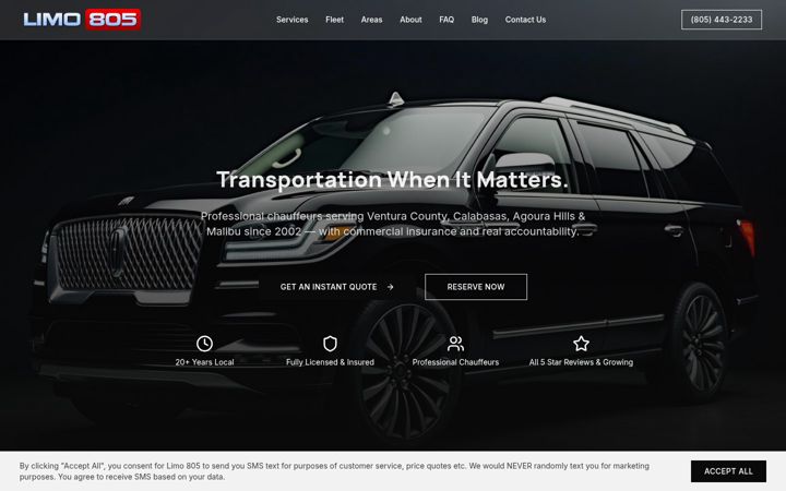 Screenshot of limo805.com