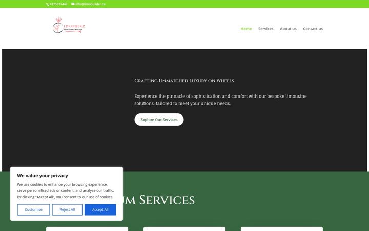 Screenshot of limobuilder.ca