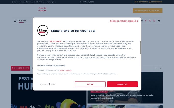 Screenshot of limpartial.fr