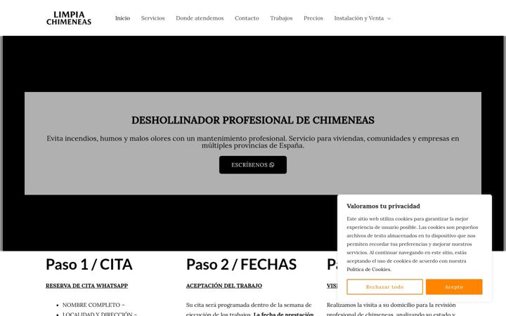 Screenshot of limpiachimeneas.com