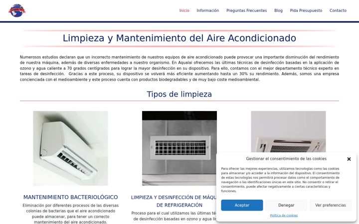 Screenshot of limpiezadeaireacondicionado.com