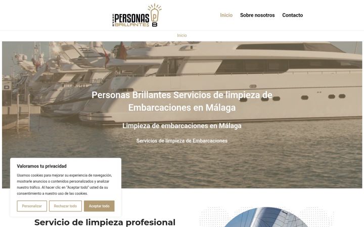 Screenshot of limpiezadebarcosmalaga.com