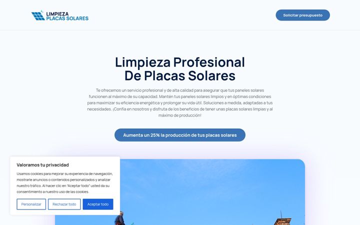 Screenshot of limpiezadeplacassolares.com