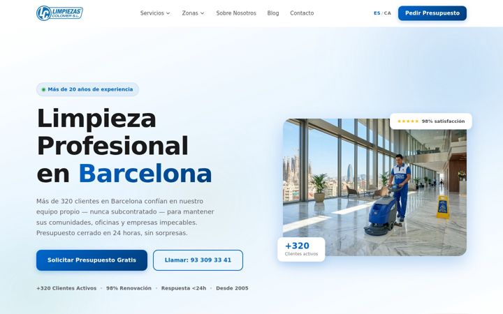Screenshot of limpiezascolomer.com