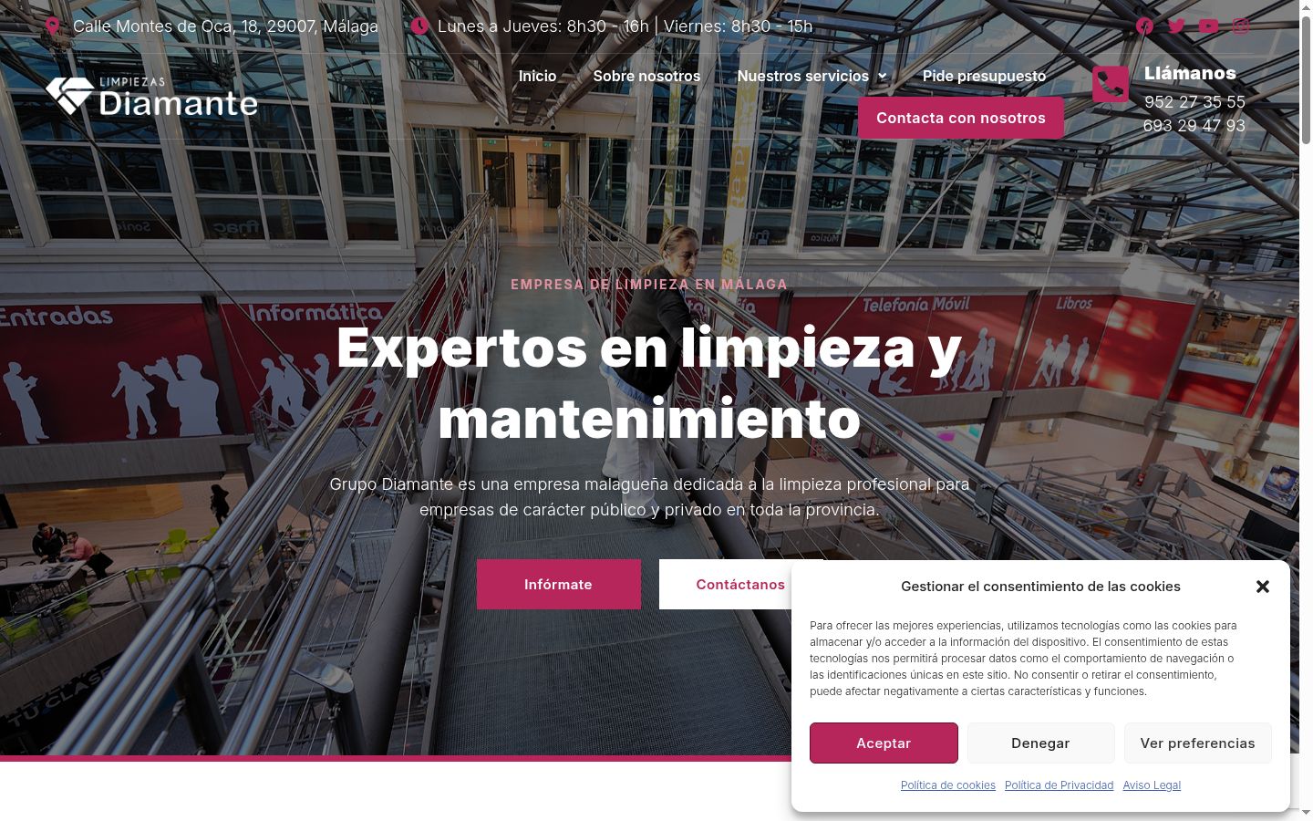 Screenshot del banner di consenso mostrato prima di qualsiasi interazione