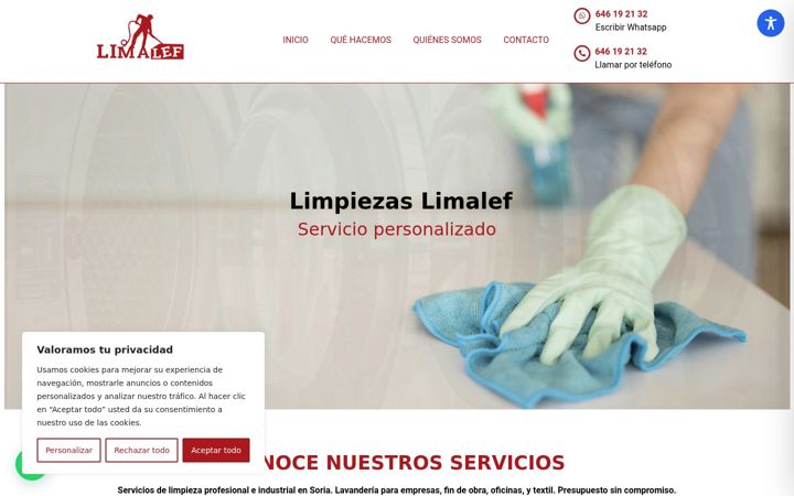 Screenshot of limpiezaslimalef.com