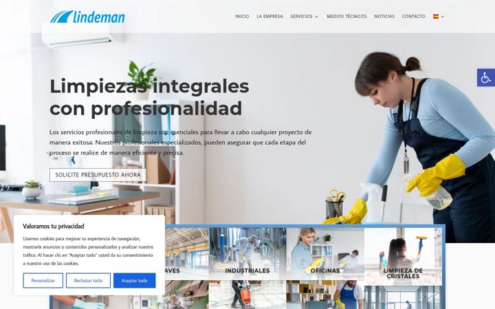 Screenshot of limpiezaslindeman.com