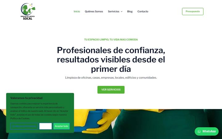 Screenshot of limpiezasocal.com