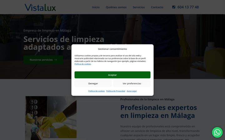 Screenshot of limpiezasvistalux.com