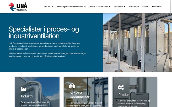Screenshot ta' linaa-procesventilation.dk