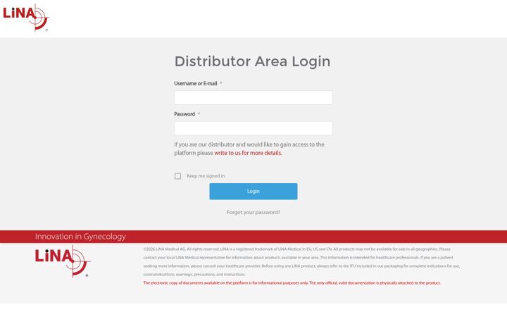 Screenshot of linamed-distributor.com