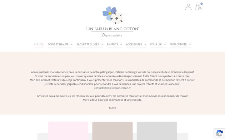 Screenshot of linbleuetblanccoton.fr