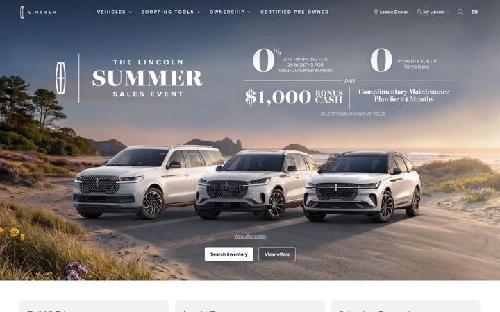 Screenshot von lincoln.com