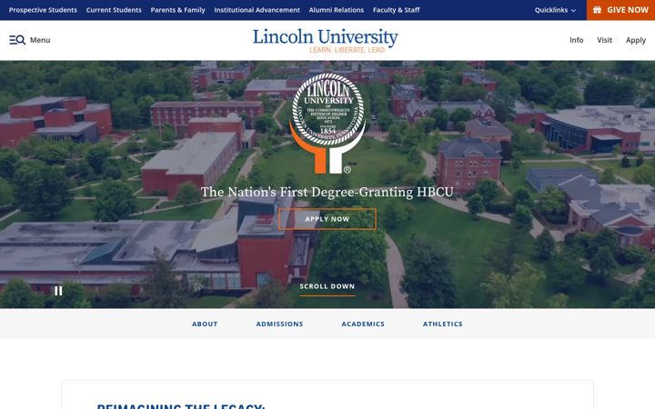 Screenshot of lincoln.edu
