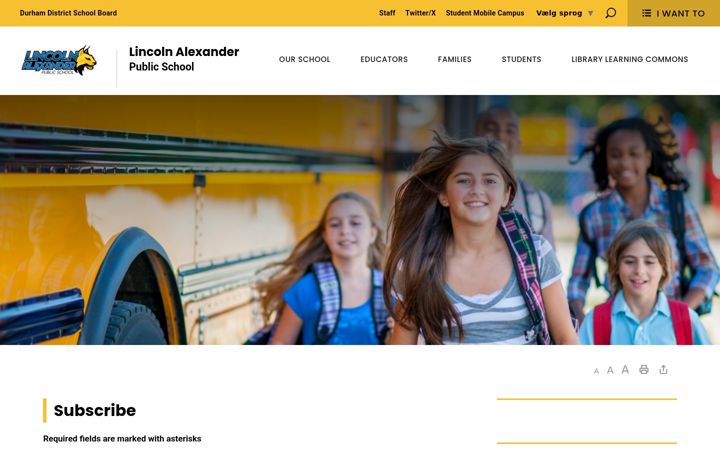 Screenshot of lincolnalexander-subscribe.ddsb.ca