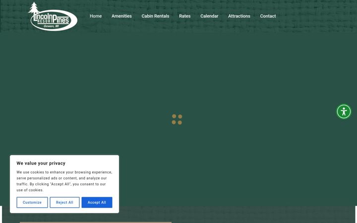 Screenshot of lincolnpinesresort.com