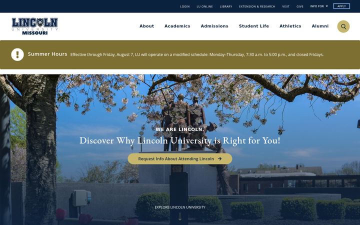 Screenshot of lincolnu.edu