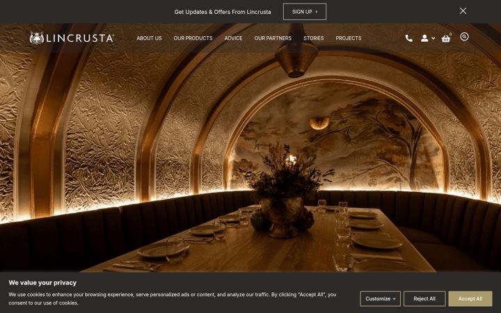 Screenshot of lincrusta.com