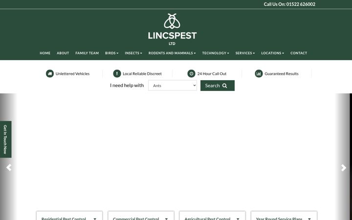 Screenshot of lincspest.co.uk