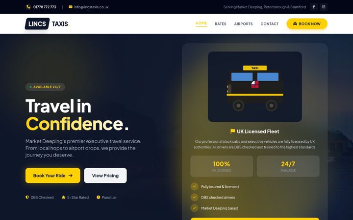 Screenshot of lincstaxis.co.uk