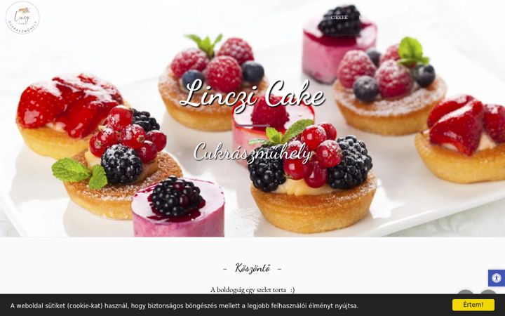 Screenshot of linczicake.com