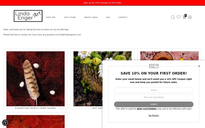 Screenshot of lindaengerart.com