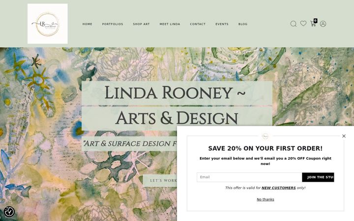 Screenshot of lindarooneyarts.com