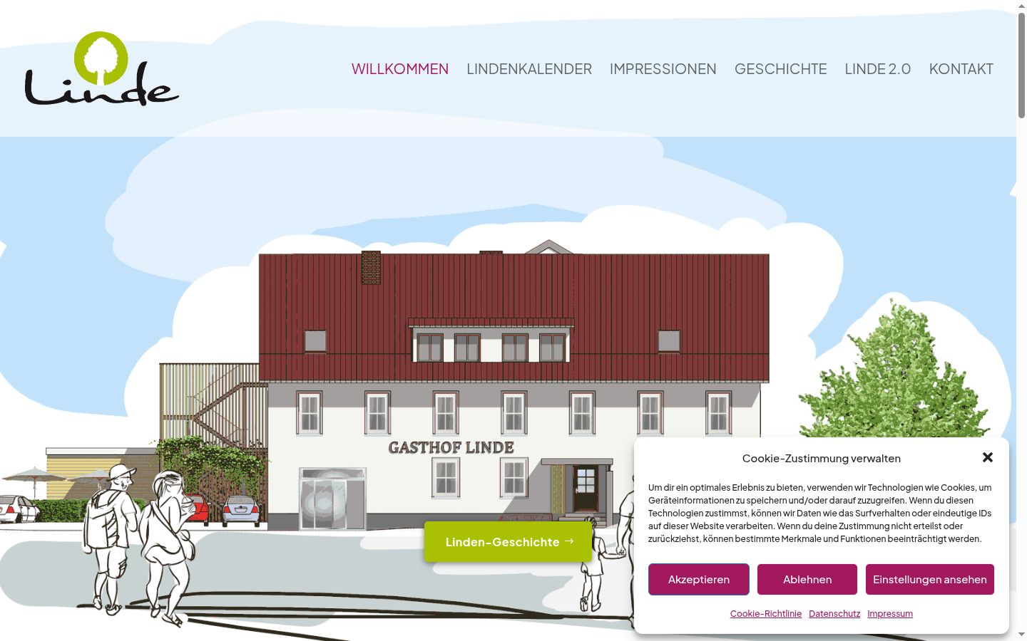 Screenshot des Einwilligungsbanners vor jeglicher Interaktion