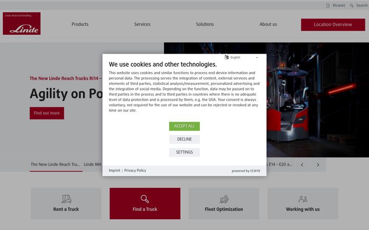 Screenshot of linde-mh.com