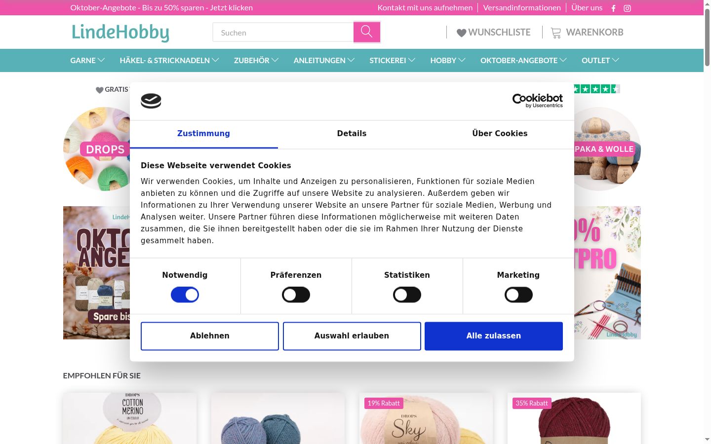Screenshot of the consent banner shown before any interaction