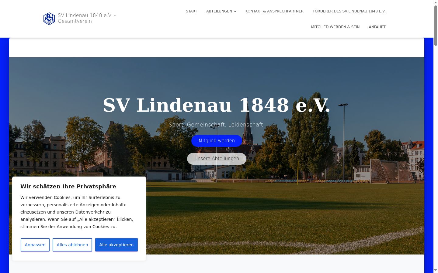 Skærmbillede af samtykkebanneret, som det blev vist før nogen interaktion