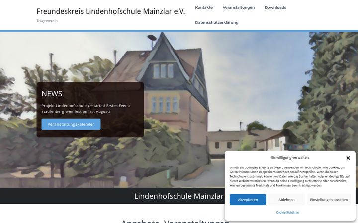 Screenshot of lindenhofschule-mainzlar.de