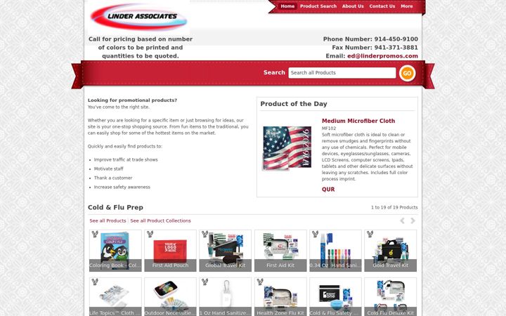 Screenshot of linderpromos.com