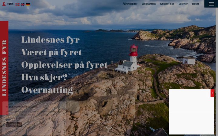 Skjermbilde av lindesnesfyr.no