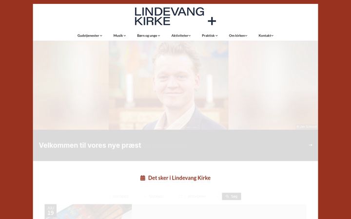 Screenshot stránky lindevangkirke.dk