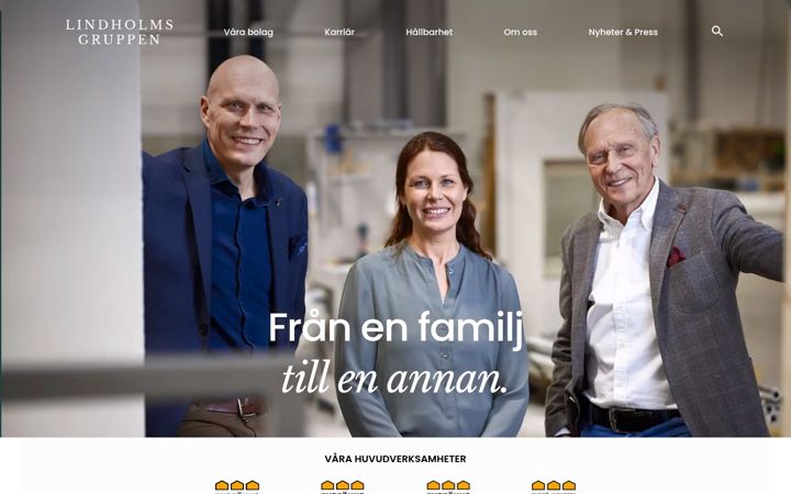 Snímek obrazovky lindholmsgruppen.se