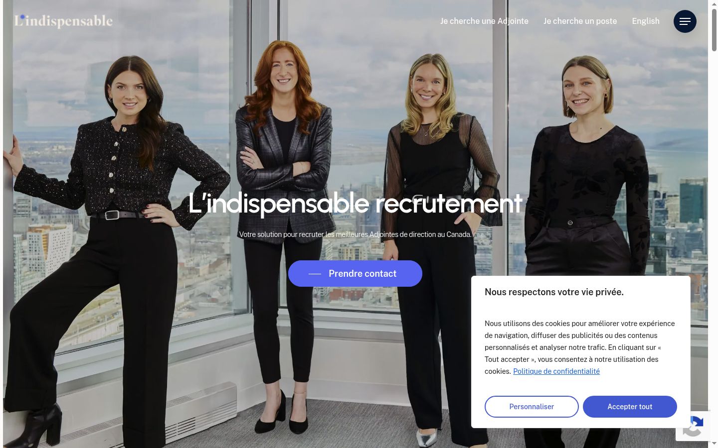 Capture d'écran de la bannière de consentement affichée avant toute interaction