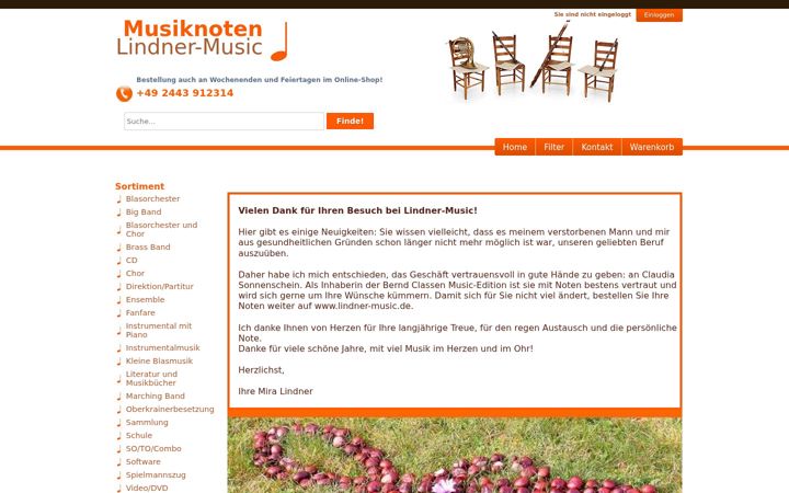 Screenshot of lindner-music.de