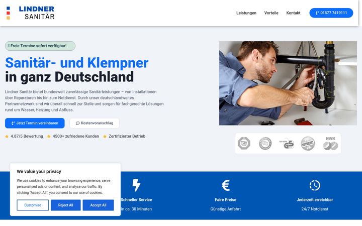 Screenshot of lindner-sanitaer.de