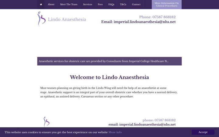 Screenshot of lindoanaesthesia.co.uk