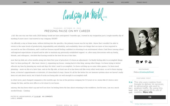 Screenshot of lindsaydamodel.com