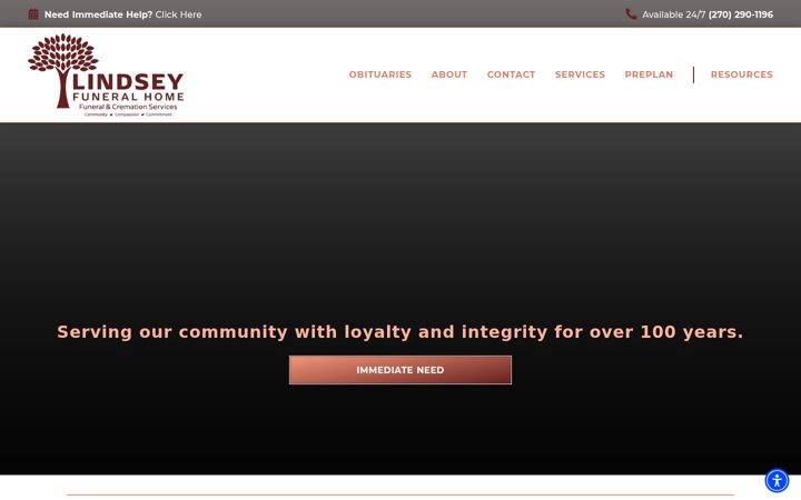 Screenshot of lindseyfuneral.com