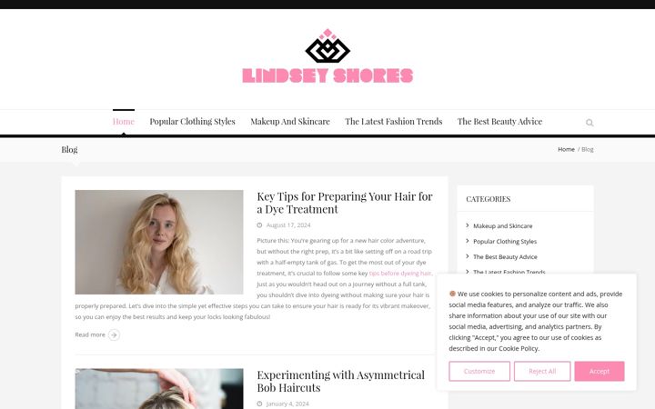 Screenshot of lindseyshores.com